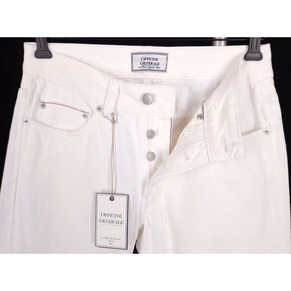 Officine Generale Slim Fit Japanese Selvedge Denim Jeans 28 Mens White $315 - Picture 4 of 14
